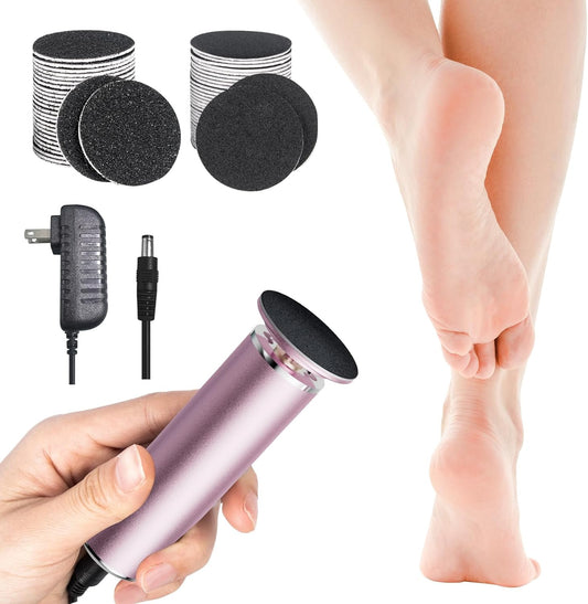 Electronic Foot File Grinder with 60Pcs Replacement Sandpaper Disk, Powerful Electric Callus Remover Professional Pedicure Tool for Men Women Dead Cracked Hard Skin Calluses
