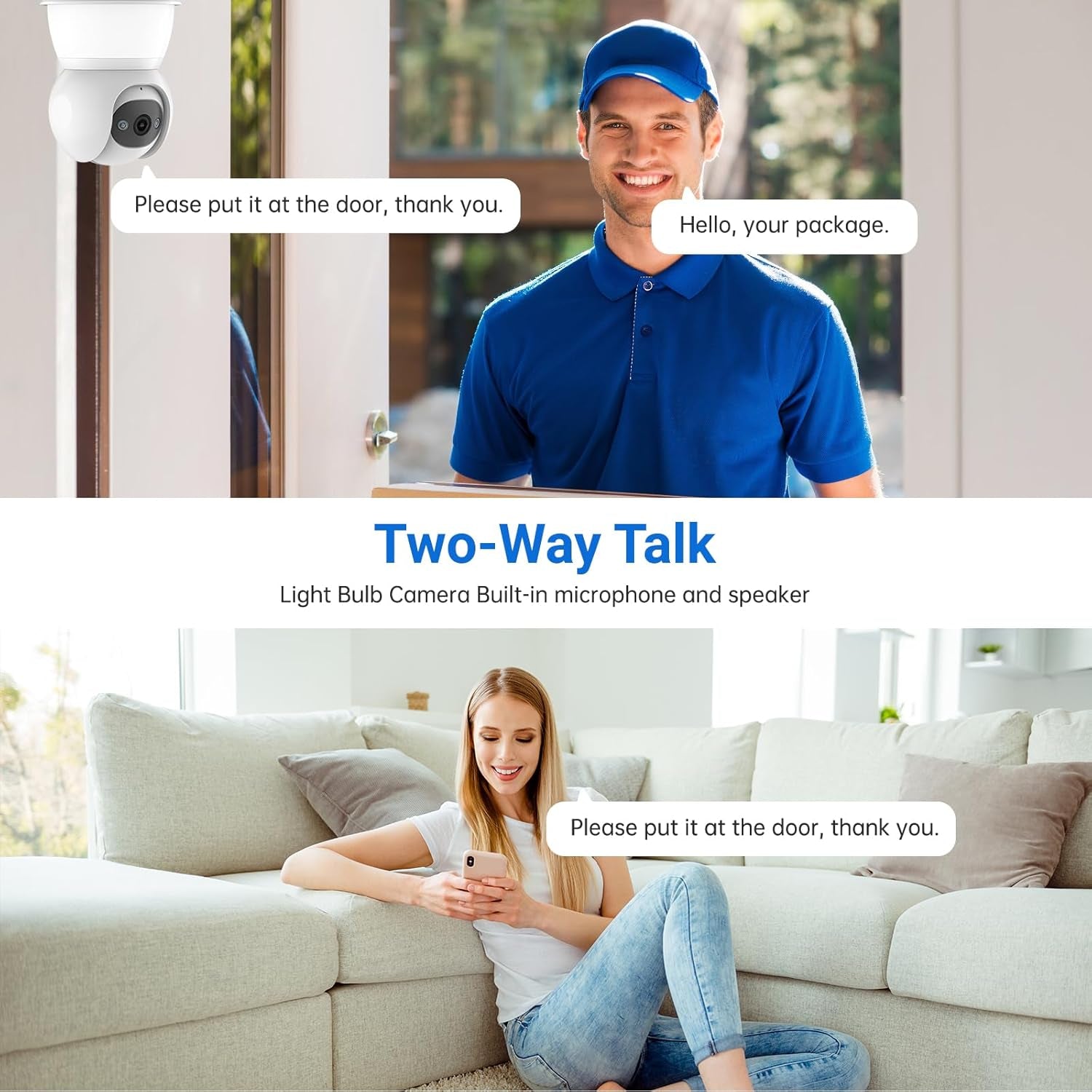 Light Bulb Security Cameras Wireless Outdoor, Lightbulb Security Camera Indoor outside 2.4G 5Ghz Wifi, Motion Detection Alarm, Two Way Talk, Human Detection, Night Vision Light Bulb Camera