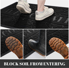 Welcome Mat Outdoor Indoor, 29.5X17 All-Season Waterproof Front Door Mat, All-Weather Heavy Duty Doormat, Low Profile Porch Patio Entrance Mat, Non Slip outside Mat, Black