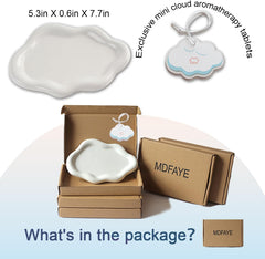 Jewelry Dish Trinket Tray for Women, Ring Dish Holder, Unique Cloud Shape Ceramic Plate Cute Things Vanity Aesthetic Room Decor Mother'S Day Birthday Christmas Warm House Gifts (White)