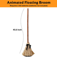 Glam 43.5 Inches Tall Animated Floating Witch's Broom