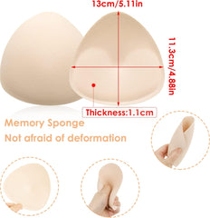 Glam 2 Pairs Bra Pads Inserts, Triangle Breathable Bra Inserts Skin Color Removable Breast Padding Bra Pads for Women Girls