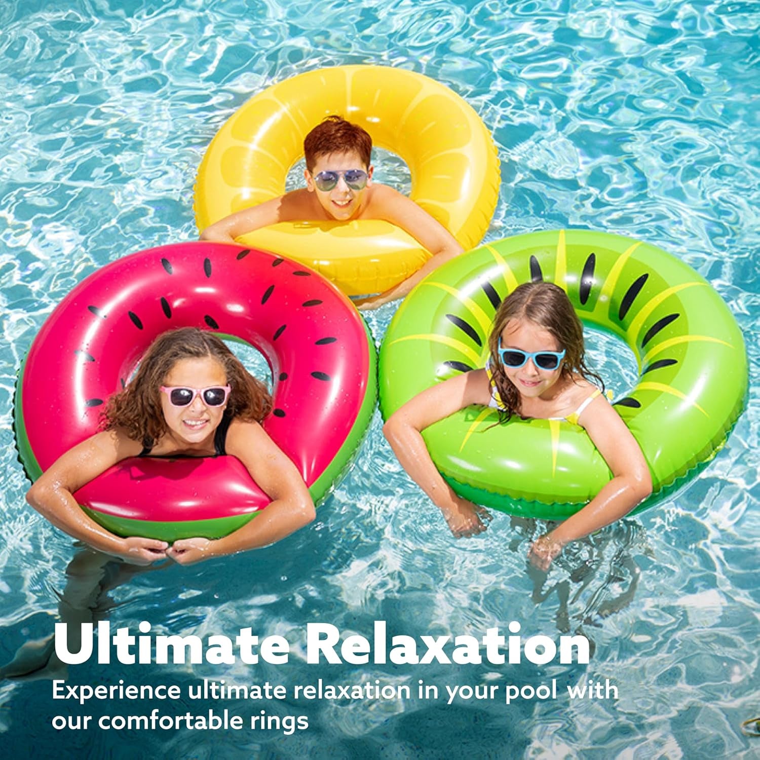 Glam 3 Pack Inflatable Swim Tube Raft with Summer Fruits Painting