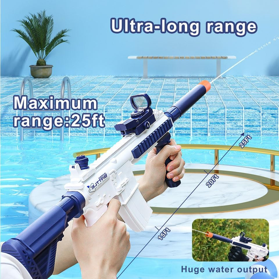 Electric Water Gun, Water Guns for Adults Kids, up to 25 FT Long Range, Water Gun That Can Hold Water Bottles, Toys for Pool, Beach, Outdoor Activities