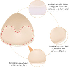 Glam 2 Pairs Bra Pads Inserts, Triangle Breathable Bra Inserts Skin Color Removable Breast Padding Bra Pads for Women Girls