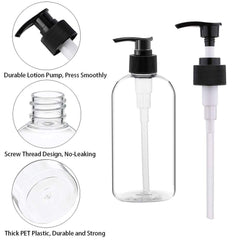 Empty Plastic Pump Bottles Dispenser 4 Pack 16Oz/500Ml Portable Clear Bpa-Free Cylinder Shampoo Lotion Hand Pump Bottle Durable Refillable Containers for Massage Oil, Liquid Soap