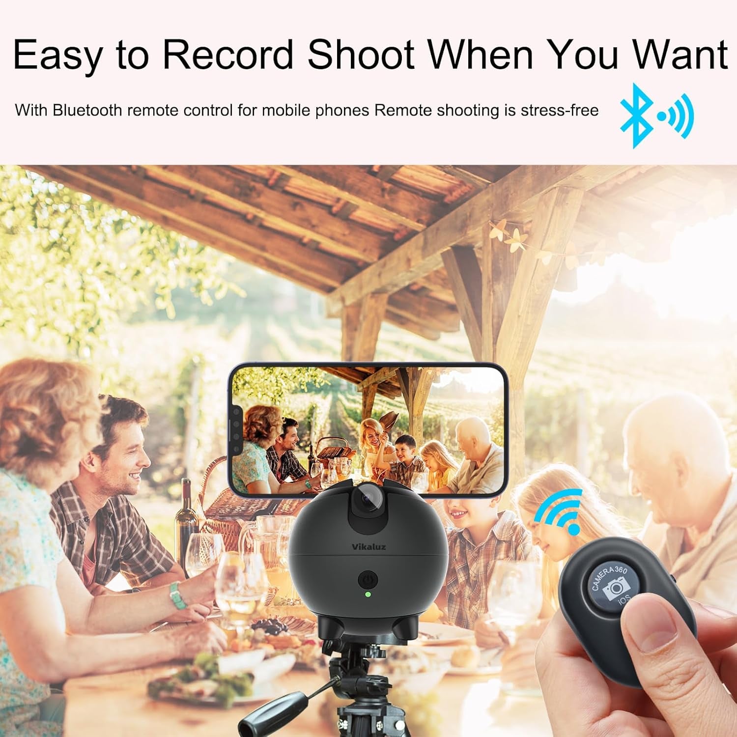 Glam Auto Tracking Phone Holder, Auto Face Tracking Tripod, 360° Rotation Face Body Phone Tracking Tripod, Ai-Powered Face Tracking,No APP Live Vlog Tiktok Video-Grey Compatible with Iphone 17 Pro Max