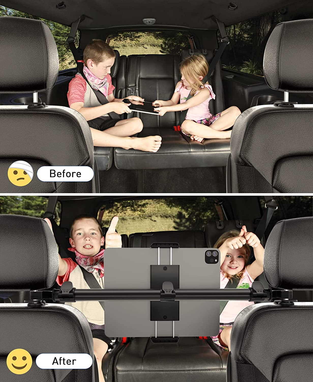 Car Tablet Holder Mount for Ipad: Headrest Tablet Stand for Car Back Seat Compatible with Ipad Pro Air Mini | Galaxy Tab | Kindle Fire HD | Switch OLED or Other 4.7-12.9" Devices