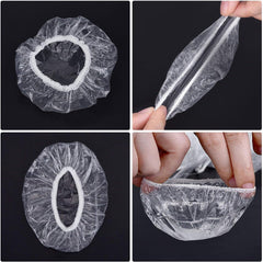 100 Pack Clear Disposable Ear Protectors Waterproof Ear Covers for Hair Dye, Shower, Bathing