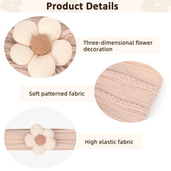 3 Pcs Baby Flower Headbands Baby Girls Nylon Headband Soft Hairbands Hair Accessories for Newborn Infant Toddler Kids (Beige Pink Khaki)