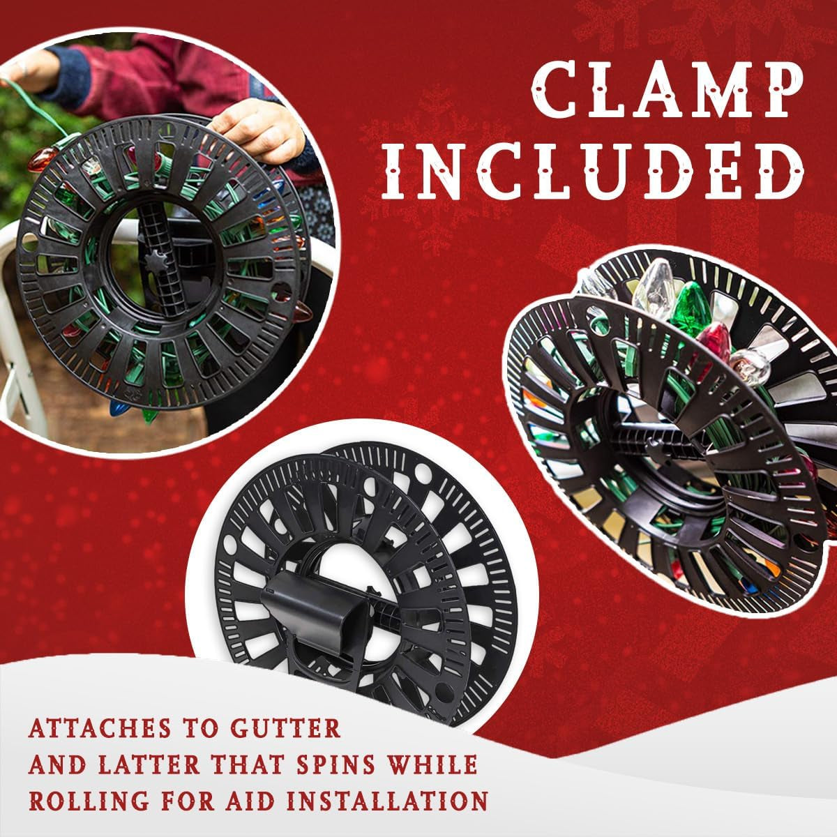 Premium Christmas Light Storage Bag – Heavy Duty Tear Proof 600D/Inside PVC Material with Reinforced Handles - with 3 Reels Stores up to 375 Ft of Mini Christmas Tree Lights & Extension Cords - Gray