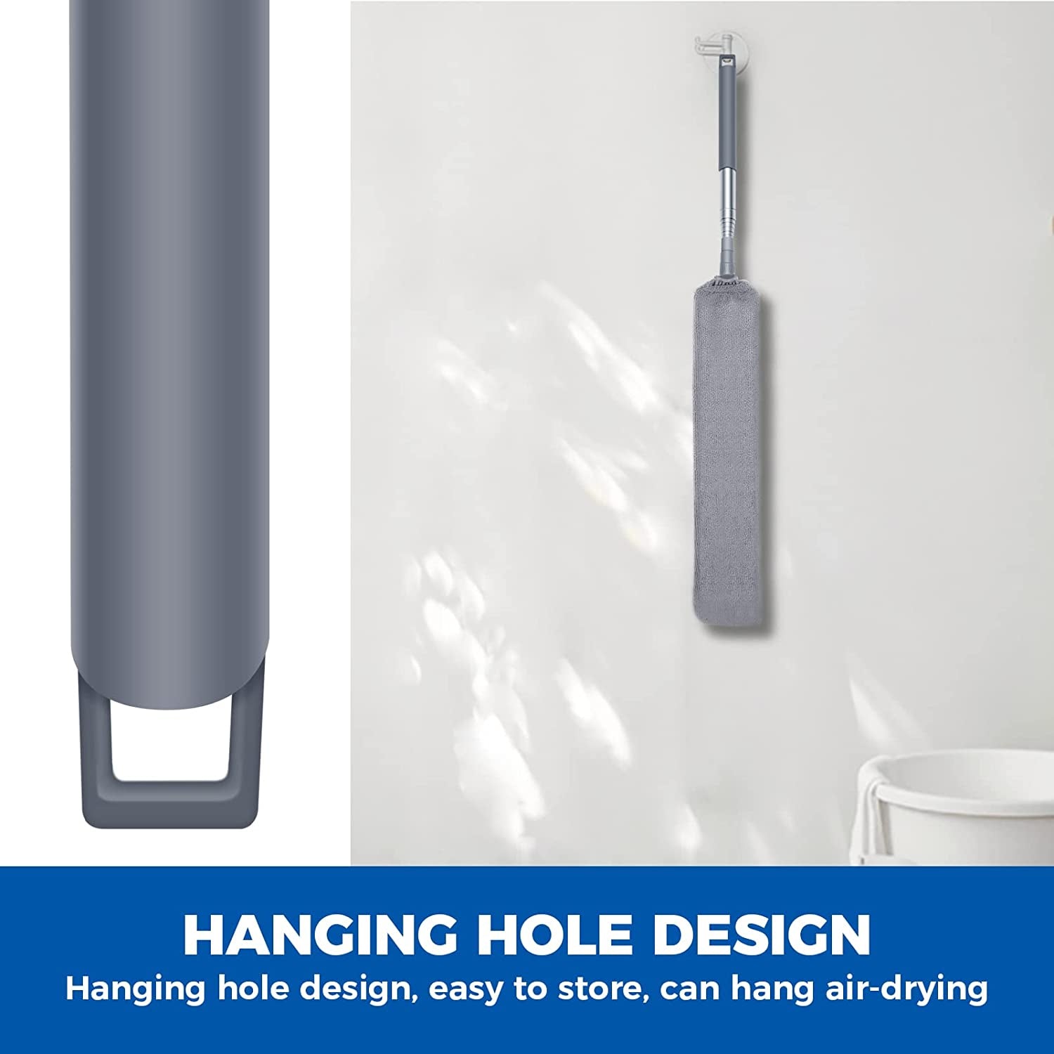 Retractable Gap Dust Cleaner Cleaning Tools with 2 Microfiber Dusting Cloths Long Handle 60Inches Washable and Retractable Duster Brush for Cleaning under Appliances Furniture Couch Fridge