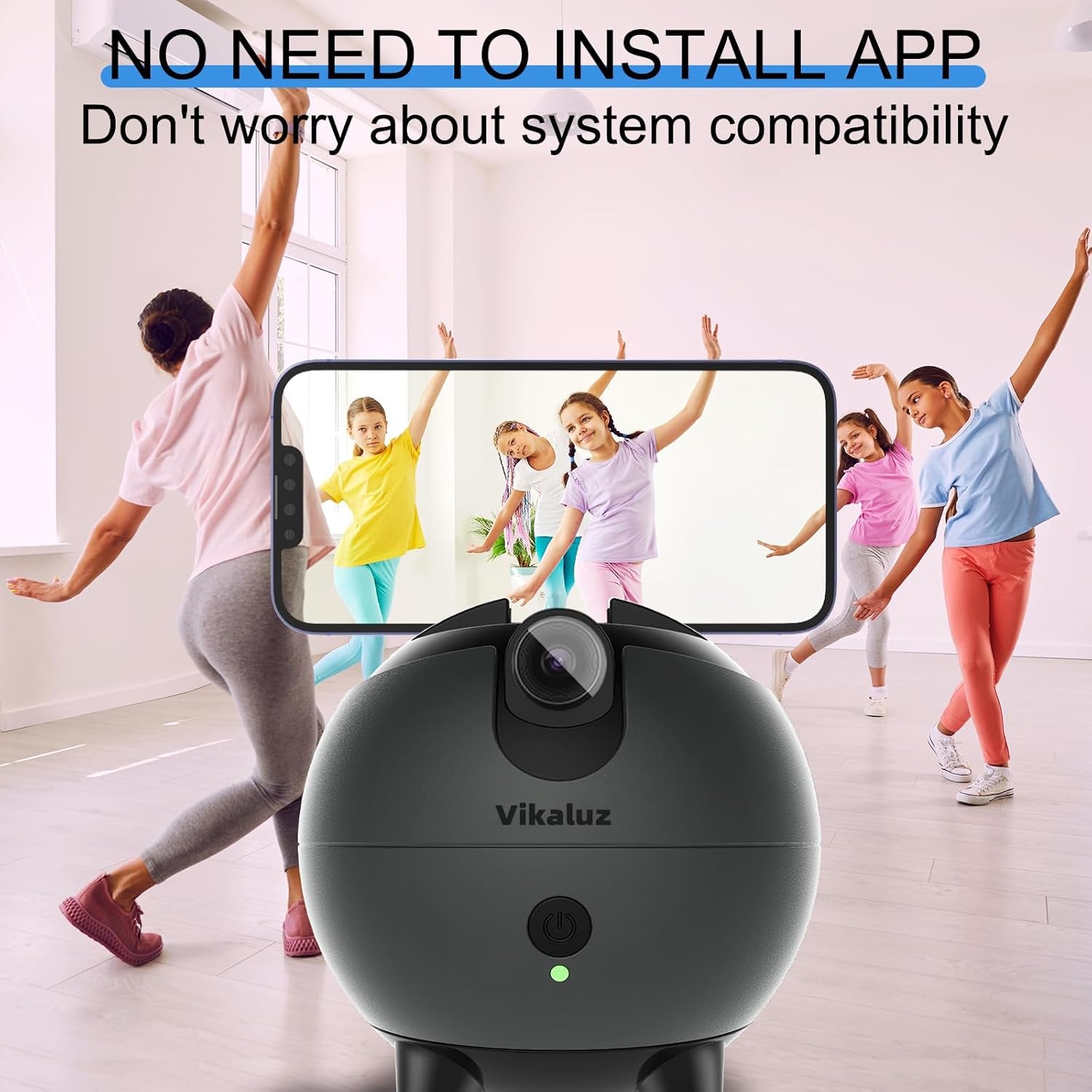 Glam Auto Tracking Phone Holder, Auto Face Tracking Tripod, 360° Rotation Face Body Phone Tracking Tripod, Ai-Powered Face Tracking,No APP Live Vlog Tiktok Video-Grey Compatible with Iphone 17 Pro Max