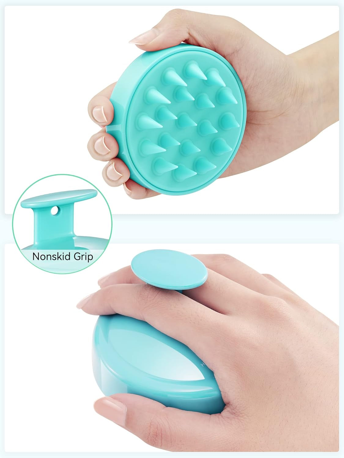 Shampoo Scalp Brush Massager – Soft Silicone Bristles for Hair Growth & Dandruff Removal (Green)