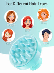 Shampoo Scalp Brush Massager – Soft Silicone Bristles for Hair Growth & Dandruff Removal (Green)