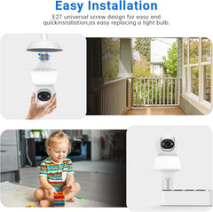 Light Bulb Security Cameras Wireless Outdoor, Lightbulb Security Camera Indoor outside 2.4G 5Ghz Wifi, Motion Detection Alarm, Two Way Talk, Human Detection, Night Vision Light Bulb Camera