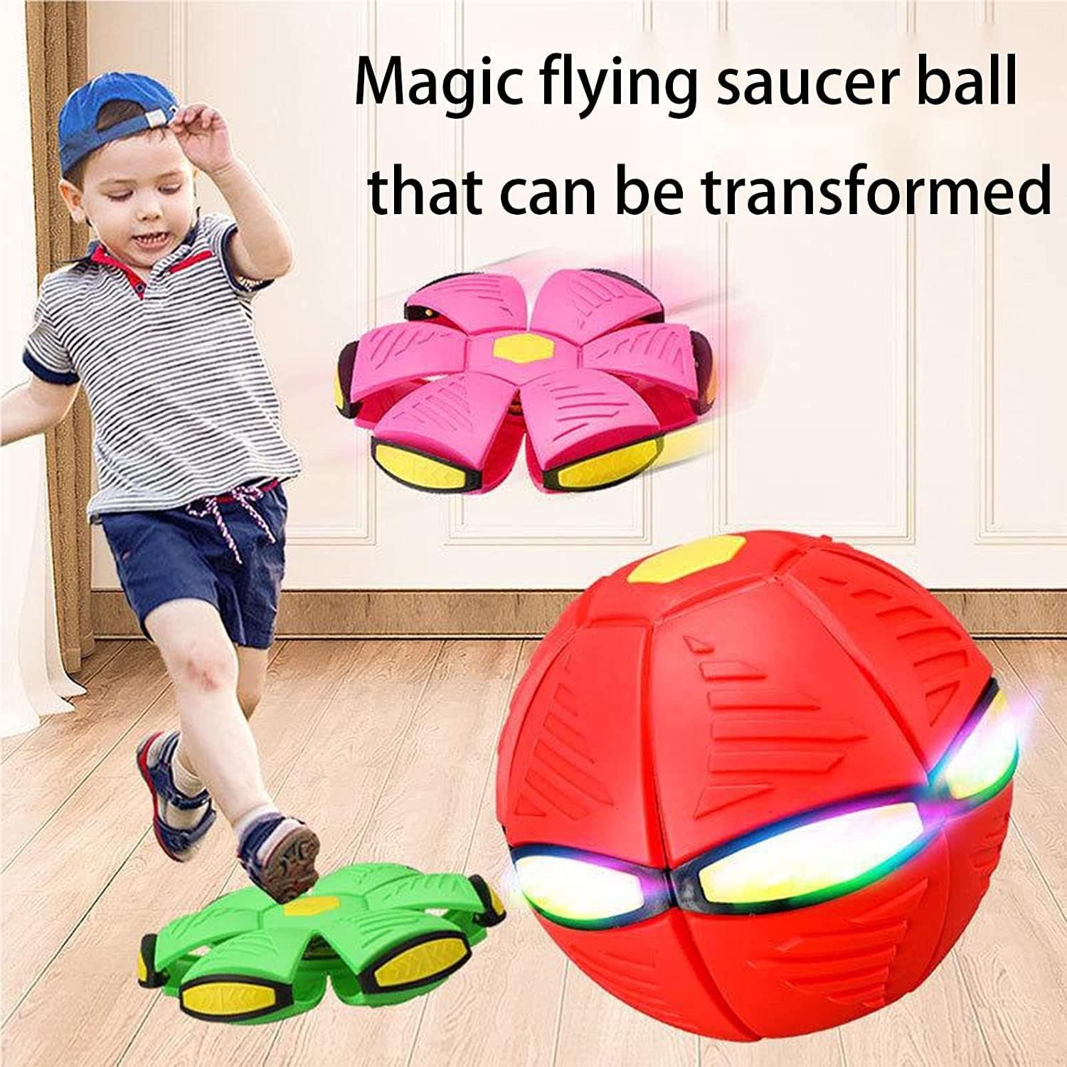 Pet Toy Flying Saucer Ball for Dog- Light Owowpet Magic Ball Dog Toy Balls Interactive Herding Decompression Pet Toys for Kids Outdoor (Green)