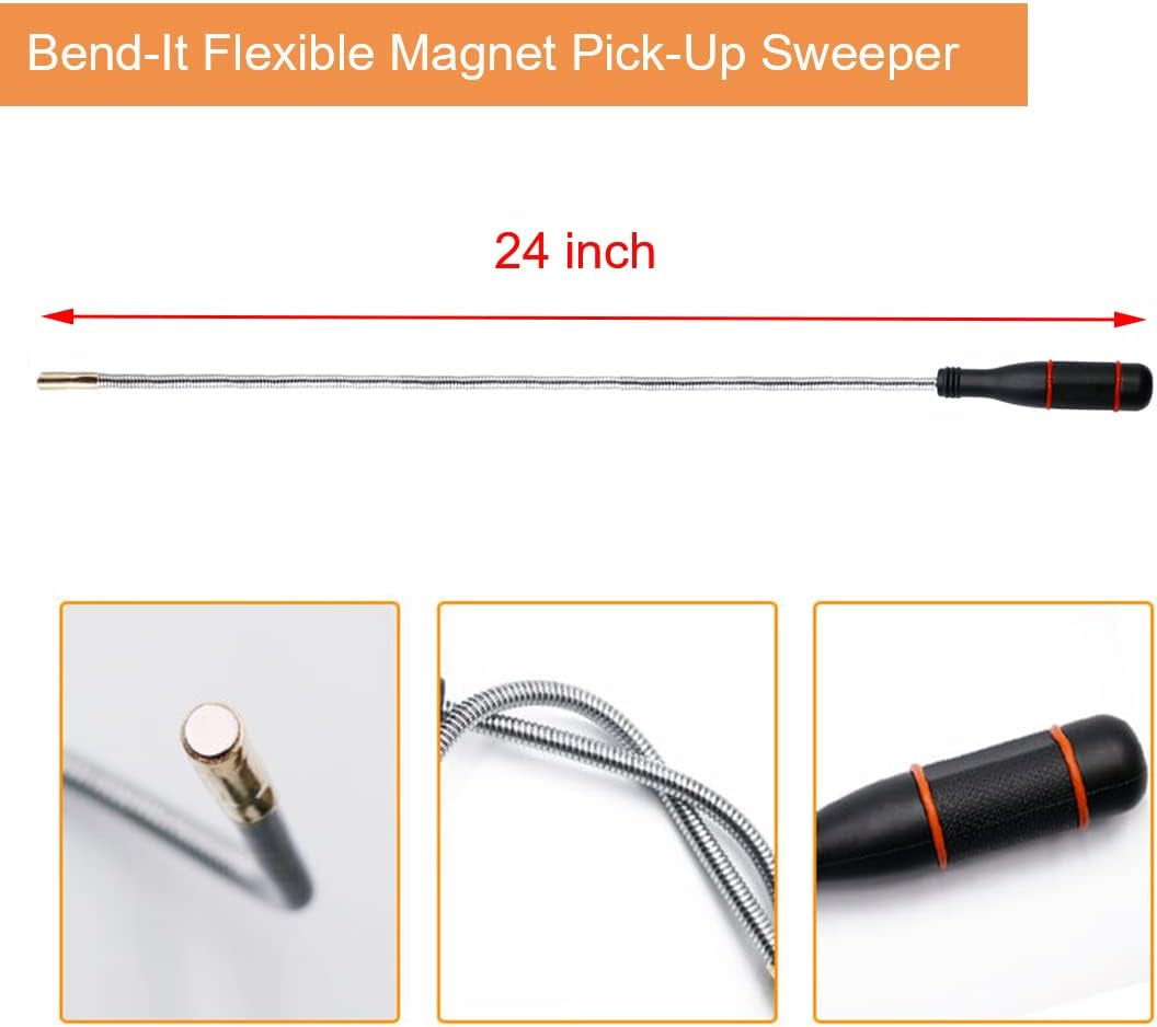 3 Pack Telescoping Magnet Pick-Up Tool Set - Retrieving Telescoping Magnet Pickup Tools,Extendable Magnetic Pick up Tools,Bendable Spring Magnet Stick
