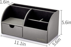 Office Supplies Desk Organizer Caddy – Desktop Hanging File & Document Storage Holder with Drawer (Grey, Set of 1)