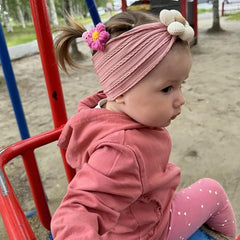 3 Pcs Baby Flower Headbands Baby Girls Nylon Headband Soft Hairbands Hair Accessories for Newborn Infant Toddler Kids (Beige Pink Khaki)