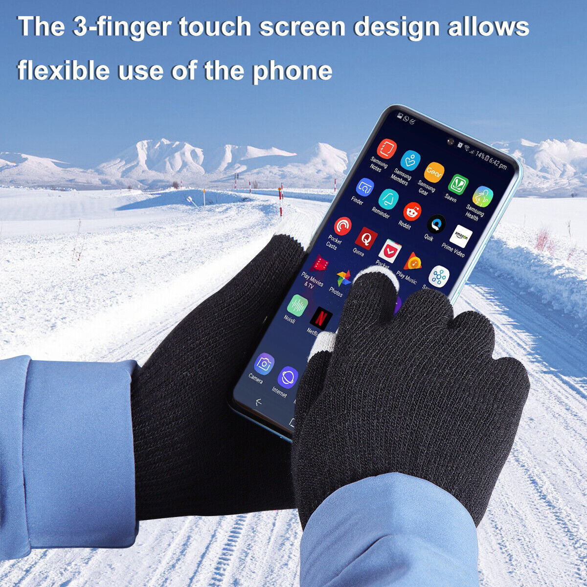 Electric Heating Gloves Winter Warm USB Rechargeable Touchscreen Hand Warmer US