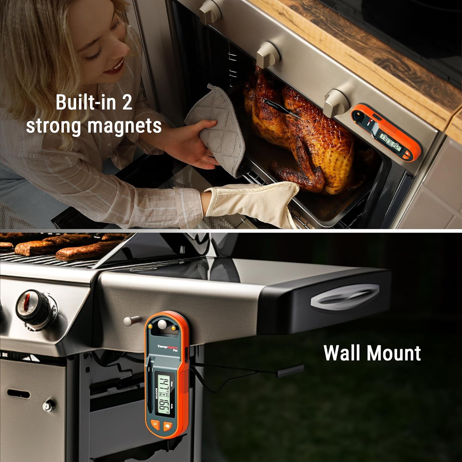 Tempspike 600 Ft Wireless Meat Thermometer with Ultra-Thinner Probe, Meat Thermometer Digital Wireless with LCD Booster, Bluetooth Meat Thermometer for BBQ Grill Smoker Rotisserie Sous Vide