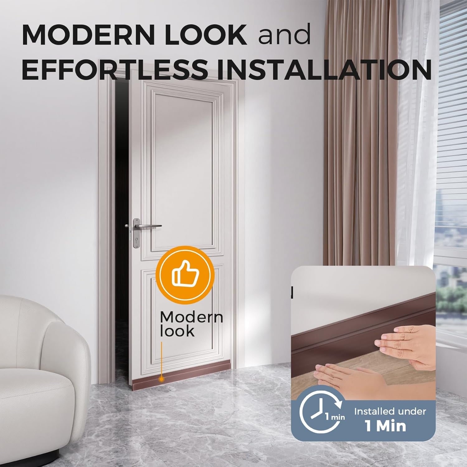 2 Pack Door Draft Stopper, under Door Draft Blocker, Soundproof Door Sweep Weather Stripping for Doors, 39" L X 2" W Brown, Home Improvement for New Home