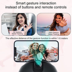 Glam Auto Tracking Phone Holder, Auto Face Tracking Tripod, 360° Rotation Face Body Phone Tracking Tripod, Ai-Powered Face Tracking,No APP Live Vlog Tiktok Video-Grey Compatible with Iphone 17 Pro Max
