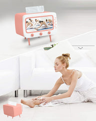 Glam Retro TV Tissue Box Holder with Phone Stand