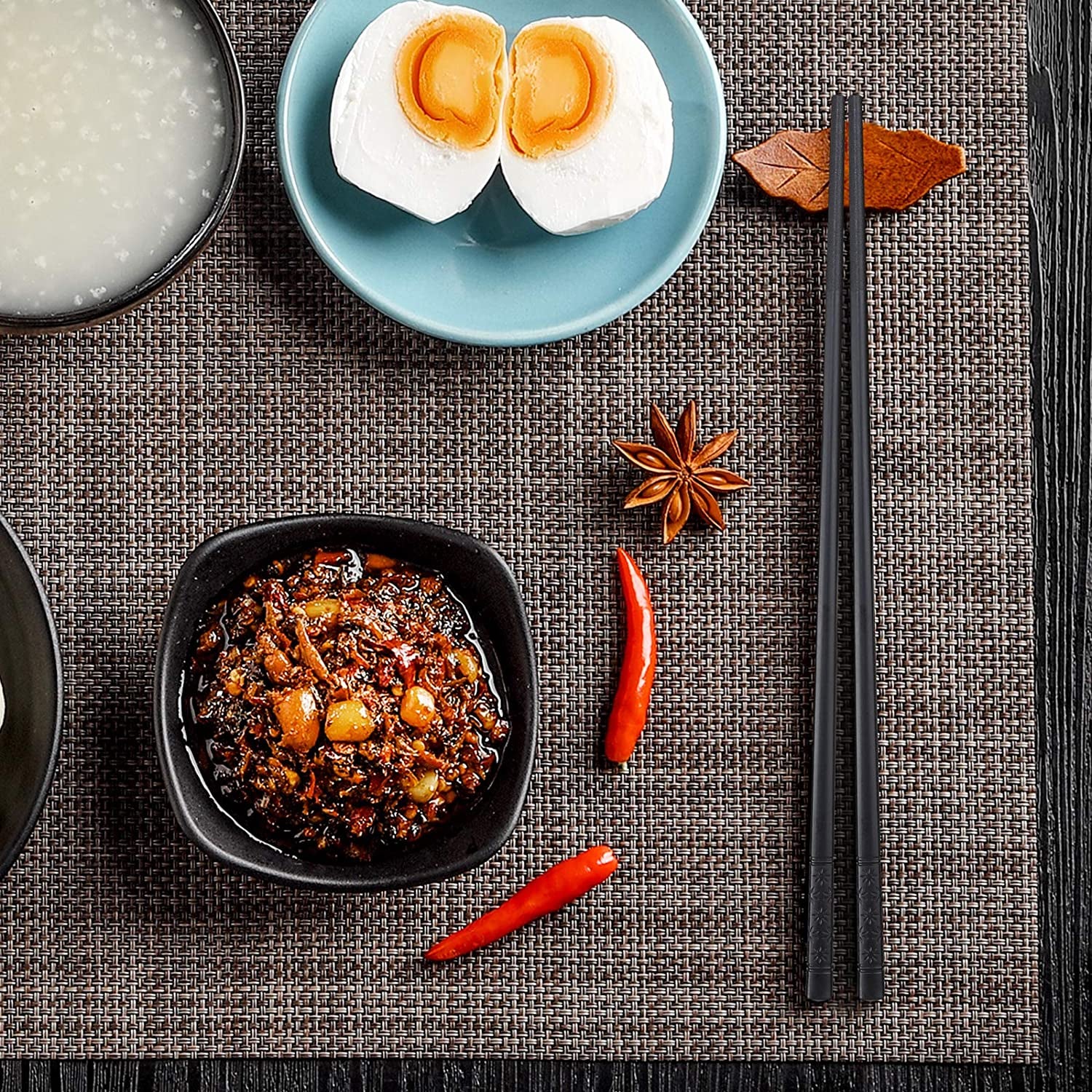 Chopsticks10 Pairs Reusable Fiberglass Chopsticks Non-Slip Chopsticks Beginners Chopsticks Dishwasher Safe for Chinese Style Japanese Food Cooking Chopsticks(9.5"Black Cherry Blossom)