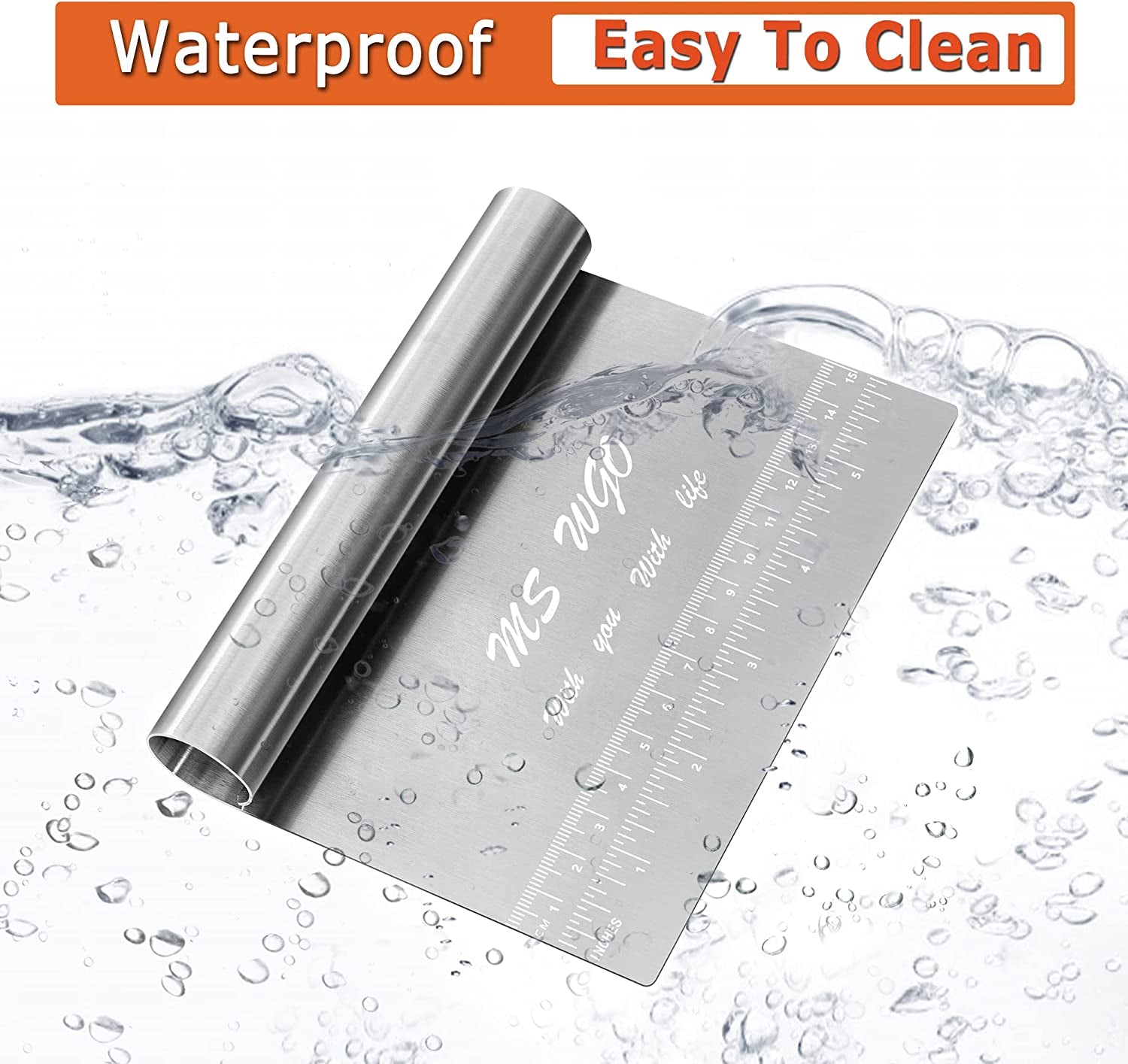 Pro Dough Pastry Scraper/Cutter/Chopper Stainless Steel Mirror Polished with Measuring Scale Multipurpose- Cake, Pizza Cutter - Pastry Bread Separator Scale Knife