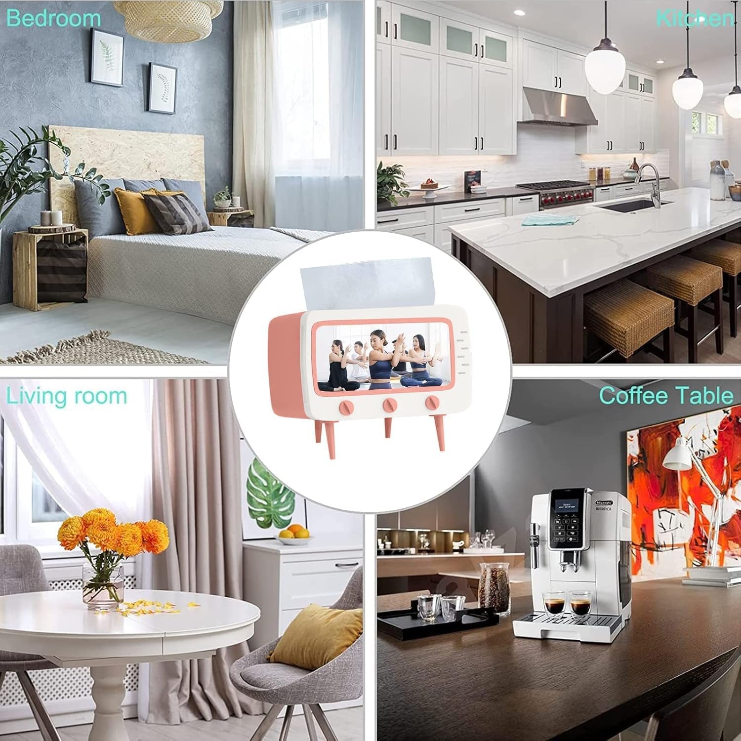 Glam Retro TV Tissue Box Holder with Phone Stand