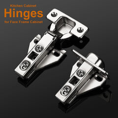 1 Pair(2 Pack) Kitchen Cabinet Hinges for Face Frame Cabinet, Concealed Cabinet Hinges Brushed Satin Nickel with Mounting Screws