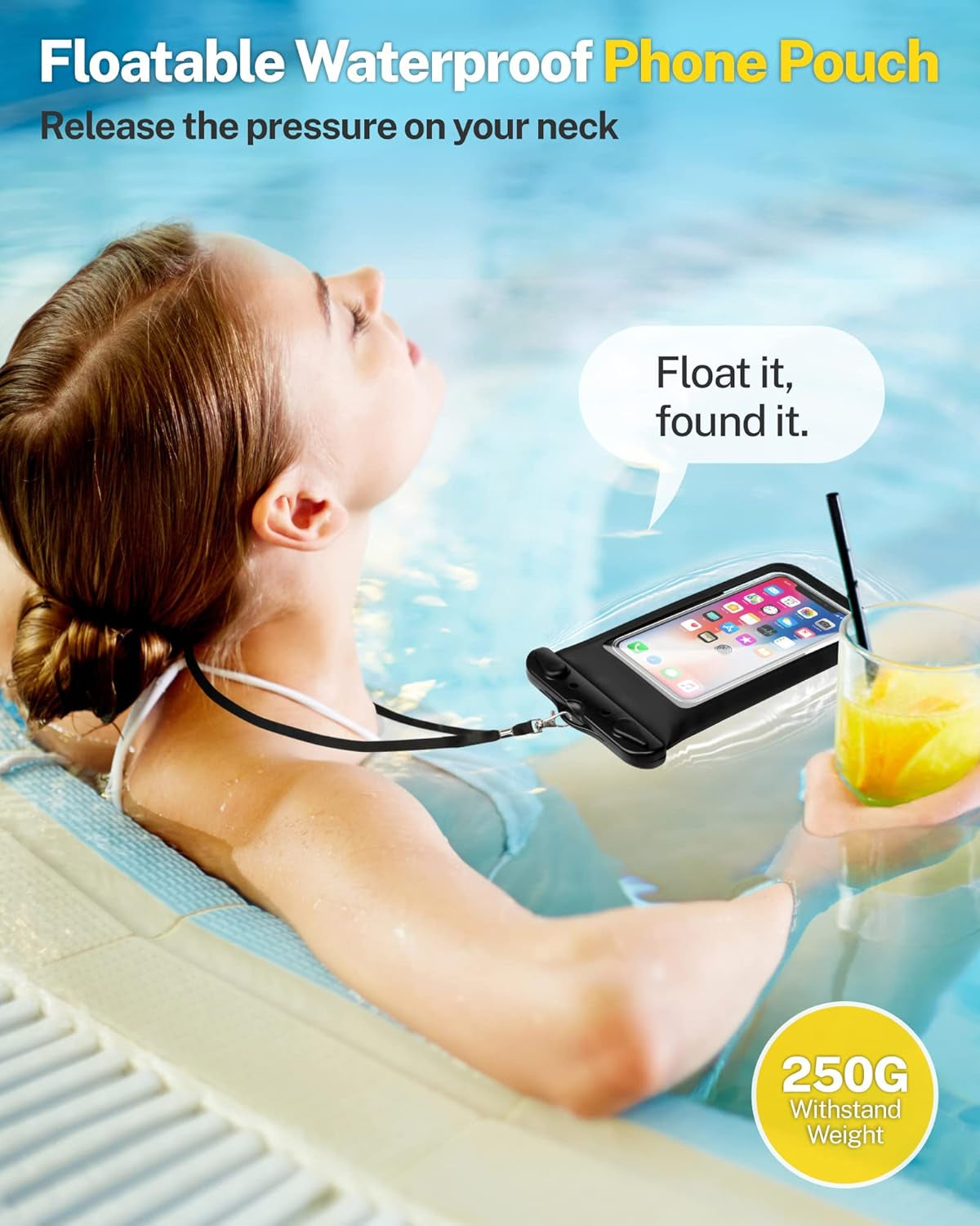 Floating Waterproof Phone Pouch - Waterproof Phone Case - Underwater Dry Bag - Waterproof Cell Phone Pouch up to 7.0" for Iphone 14 13 12 11 Pro Max XS XR X, Galaxy Pixel,4 Pack