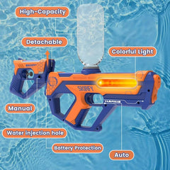 Water Guns for Kids 2 in 1 Design Water Gun for Kids Ages 4-8, Electric Water Gun with 600 Ammos, Water Pistol with Moving Light,Boys Outdoor Swimming Pool Toys