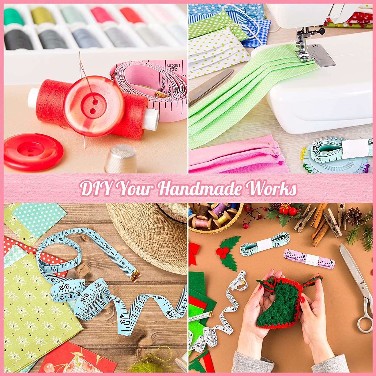 Tape Measure, Soft Ruler 60-Inch Double-Sided Measuring Tape or Body Weight Loss Fabric Sewing Tailor Cloth Vinyl Measurement Craft Supplies, 2-Pack White, Blue