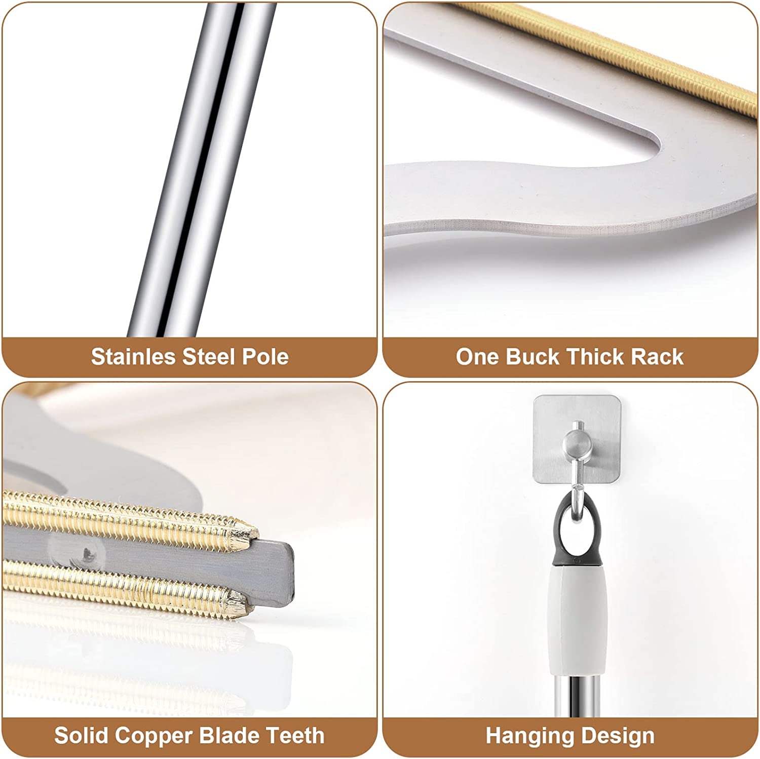 47“ Adjustable Long Handle Carpet Rake Pet Hair Remover, Reusable Large Metal Lint Remover Brush for Embedded Fur Removal from Low Pile Rugs Stairs, Carpet Brush Scraper Dog Cat Hair Remover Broom