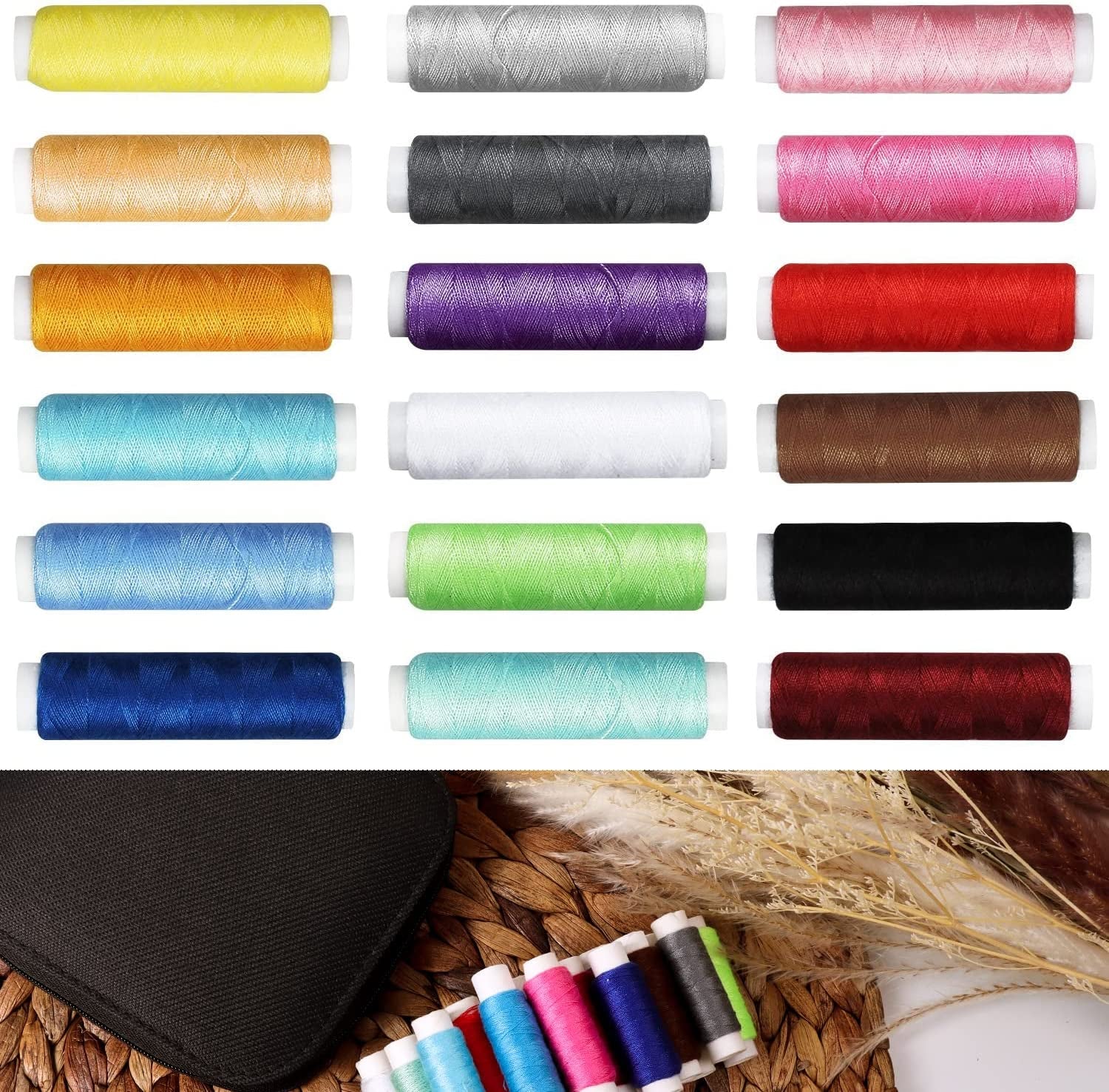 Sewing Kit with Case Portable Sewing Supplies for Home Traveler, Adults, Beginner, Emergency, Kids Contains Thread, Scissors, Needles,Measuring Tape