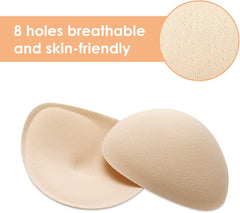 Glam 2 Pairs Bra Pads Inserts, Triangle Breathable Bra Inserts Skin Color Removable Breast Padding Bra Pads for Women Girls