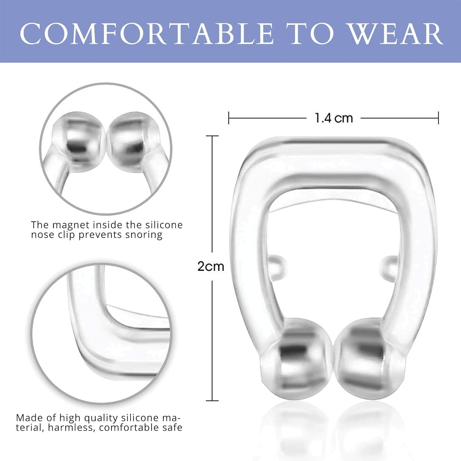 Anti Snoring Devices with Adjustable Magnet: Silicone Magnetic Nose Clip - Comfortable Snore Stopper to Relieve Snore - Effective Stop Snoring for Men and Women (6PCS)