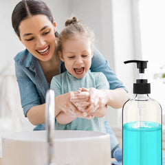 Empty Plastic Pump Bottles Dispenser 4 Pack 16Oz/500Ml Portable Clear Bpa-Free Cylinder Shampoo Lotion Hand Pump Bottle Durable Refillable Containers for Massage Oil, Liquid Soap