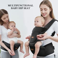 Baby Carrier with Hip Seat, Baby Carrier Newborn to Toddler, 6-In-1 Ways to Carry, All Seasons, Adjustable Baby Holder Carrier for Breastfeeding (Black