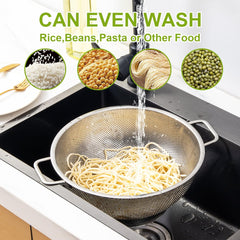 Colander Stainless Steel 3-Quart, Strainer for Kitchen Food, Dishwasher Safe