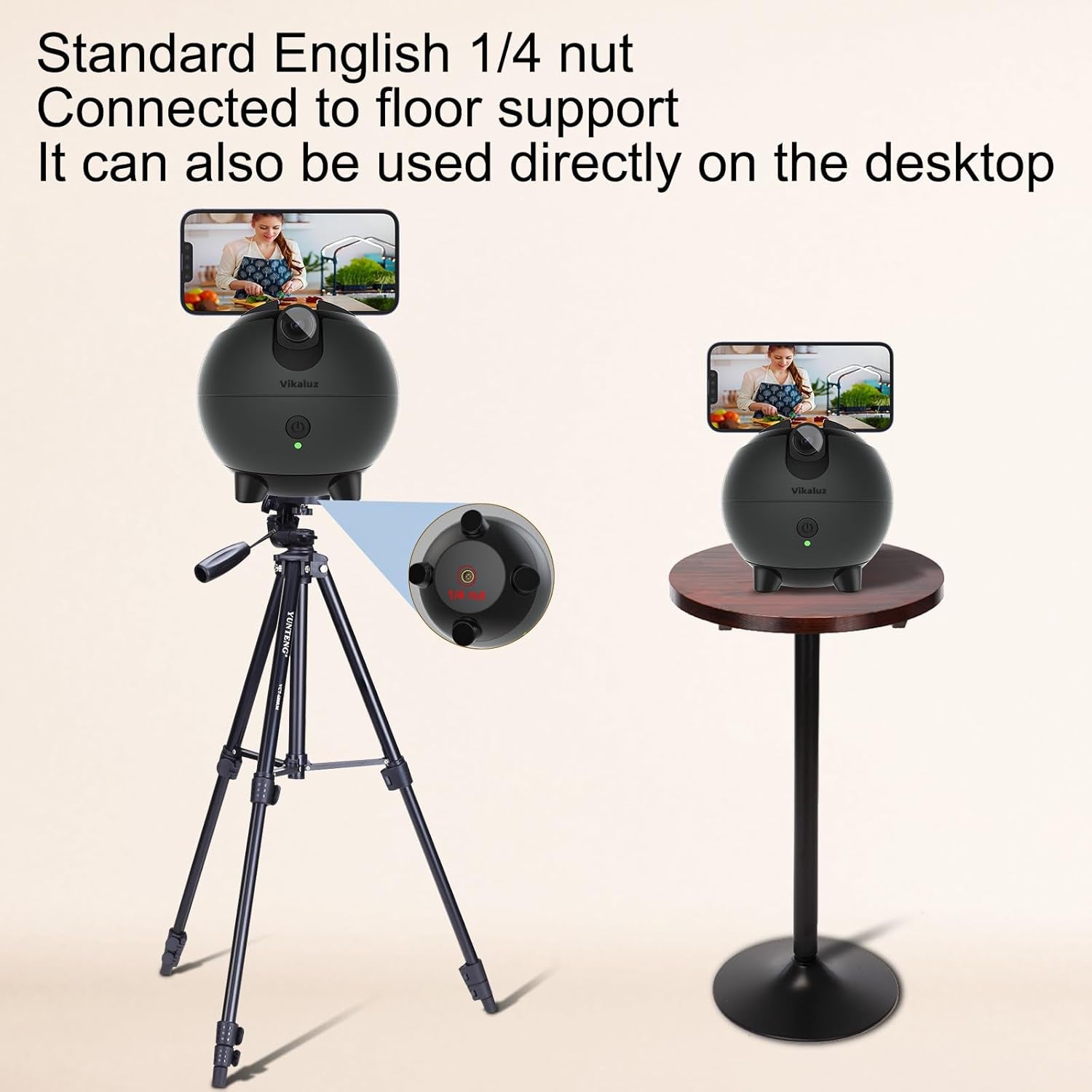 Glam Auto Tracking Phone Holder, Auto Face Tracking Tripod, 360° Rotation Face Body Phone Tracking Tripod, Ai-Powered Face Tracking,No APP Live Vlog Tiktok Video-Grey Compatible with Iphone 17 Pro Max