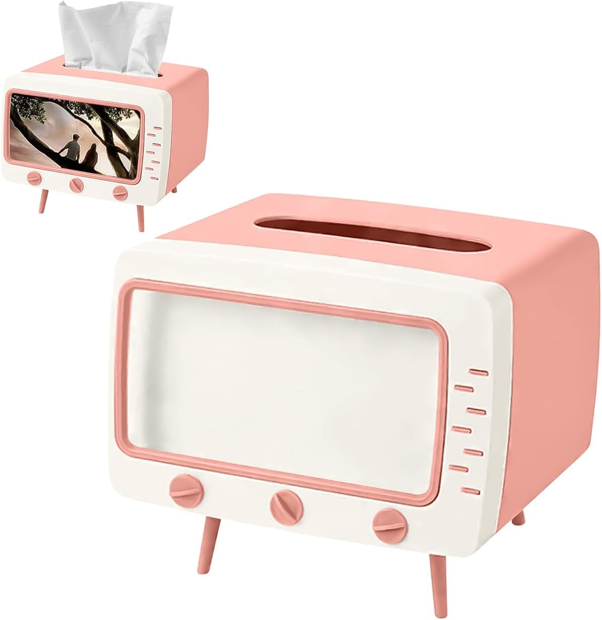 Glam Retro TV Tissue Box Holder with Phone Stand