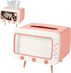 Glam Retro TV Tissue Box Holder with Phone Stand
