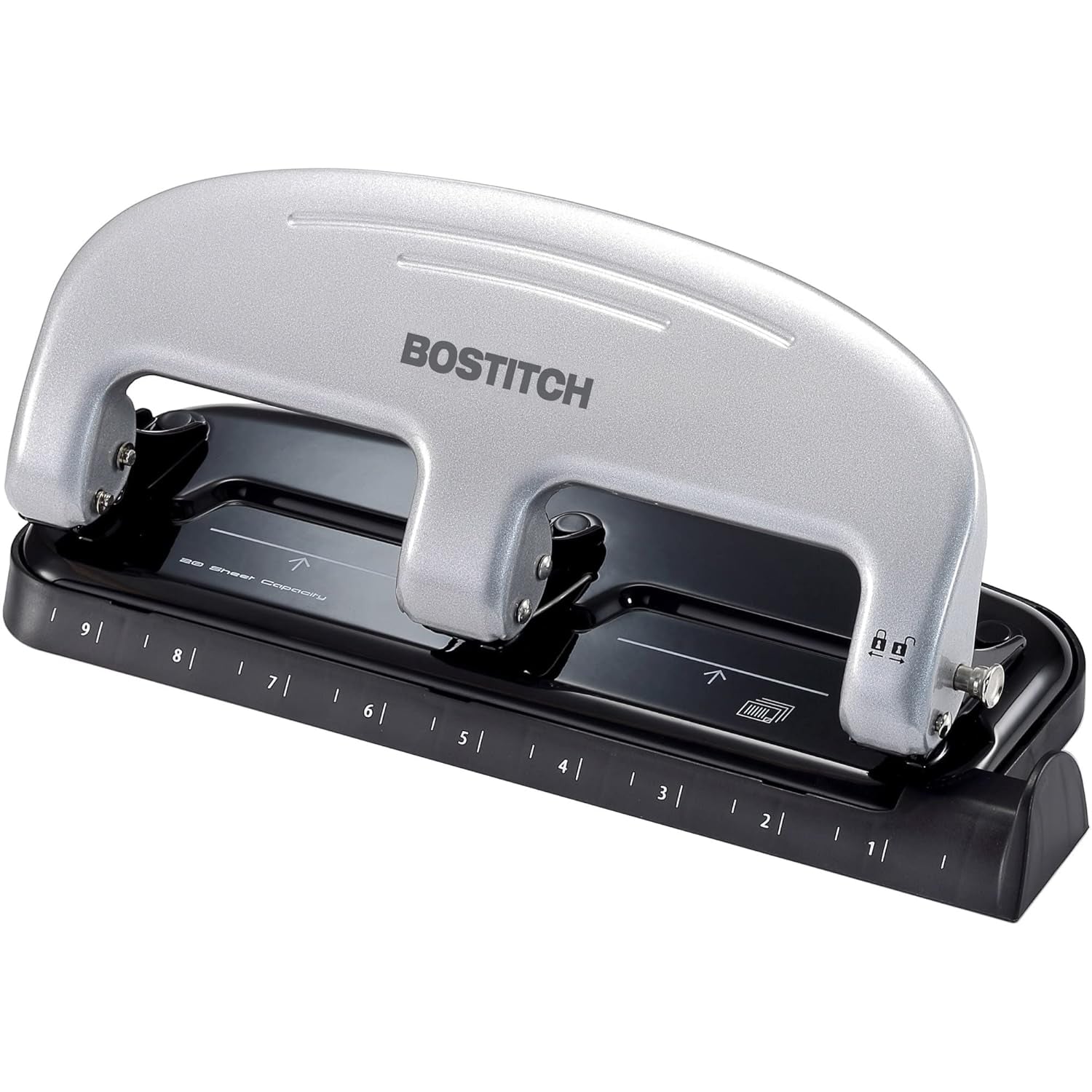 Office EZ Squeeze 3-Hole Punch, 20 Sheet Capacity, Reduced Effort, No Jam Technology , Silver