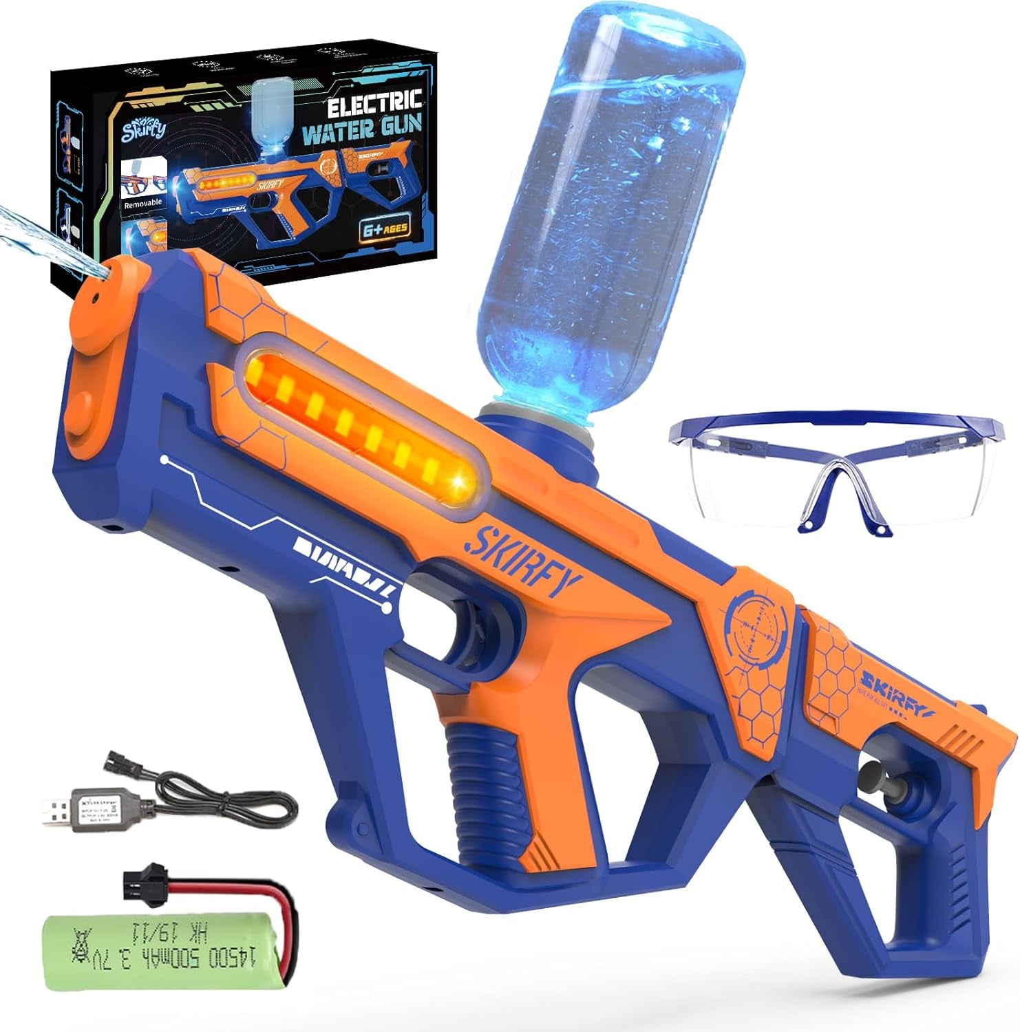 Water Guns for Kids 2 in 1 Design Water Gun for Kids Ages 4-8, Electric Water Gun with 600 Ammos, Water Pistol with Moving Light,Boys Outdoor Swimming Pool Toys