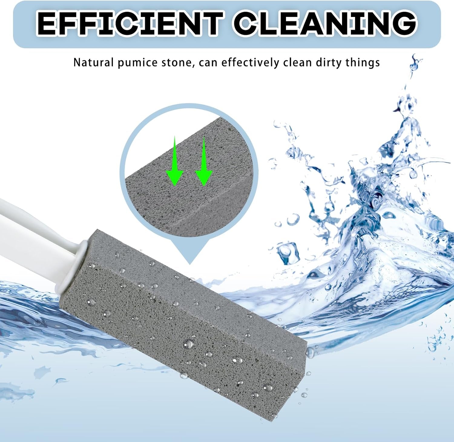 2 Packs Pumice Cleaning Stone with Extra Long Handle, Pumice Stone for Toilet Bowl Cleaning for Cleaning Toilets, Bathtubs, Grills, Swimming Pools, Sinks