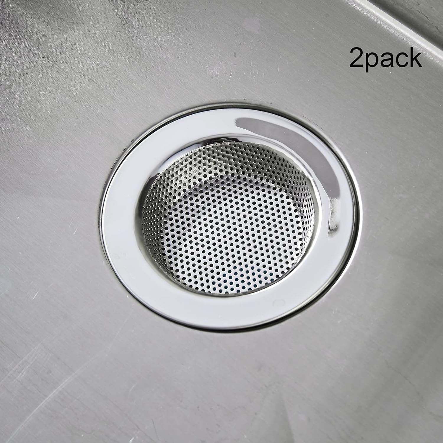 Kitchen Sink Strainer Stainless Steel, Kitchen Sink Drain Strainer, Sink Strainers for Kitchen Sinks with Large Wide Rim 4.5" Diameter (2 Pack)